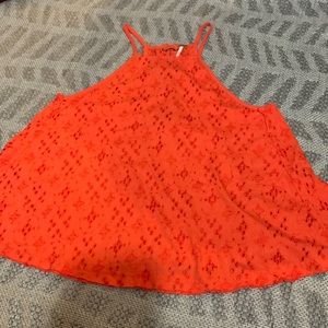 Free People Floral Eyelet Tank Top